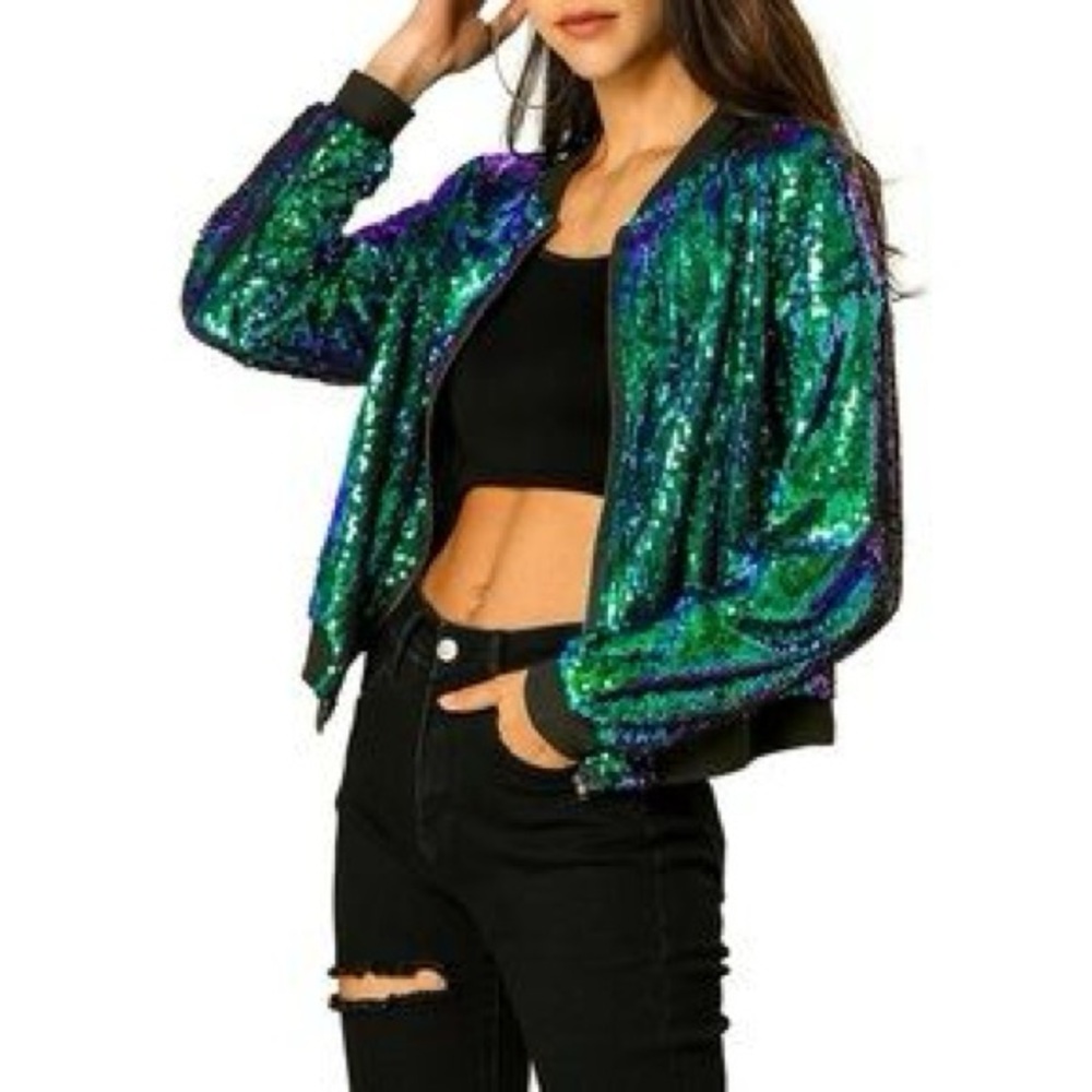Missguided Sequin Bomber Jacket